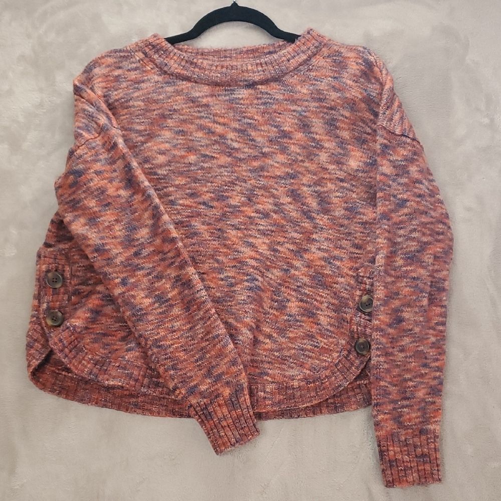 Madewell Red and Orange Crew Neck Sweater with Chunky Knit and Relaxed Fit